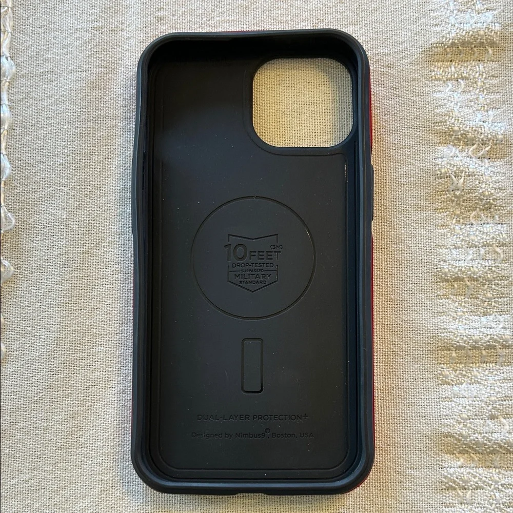 OtterBox Red and Black Phone Case; Fits I phone 15. Used, but still Useful!